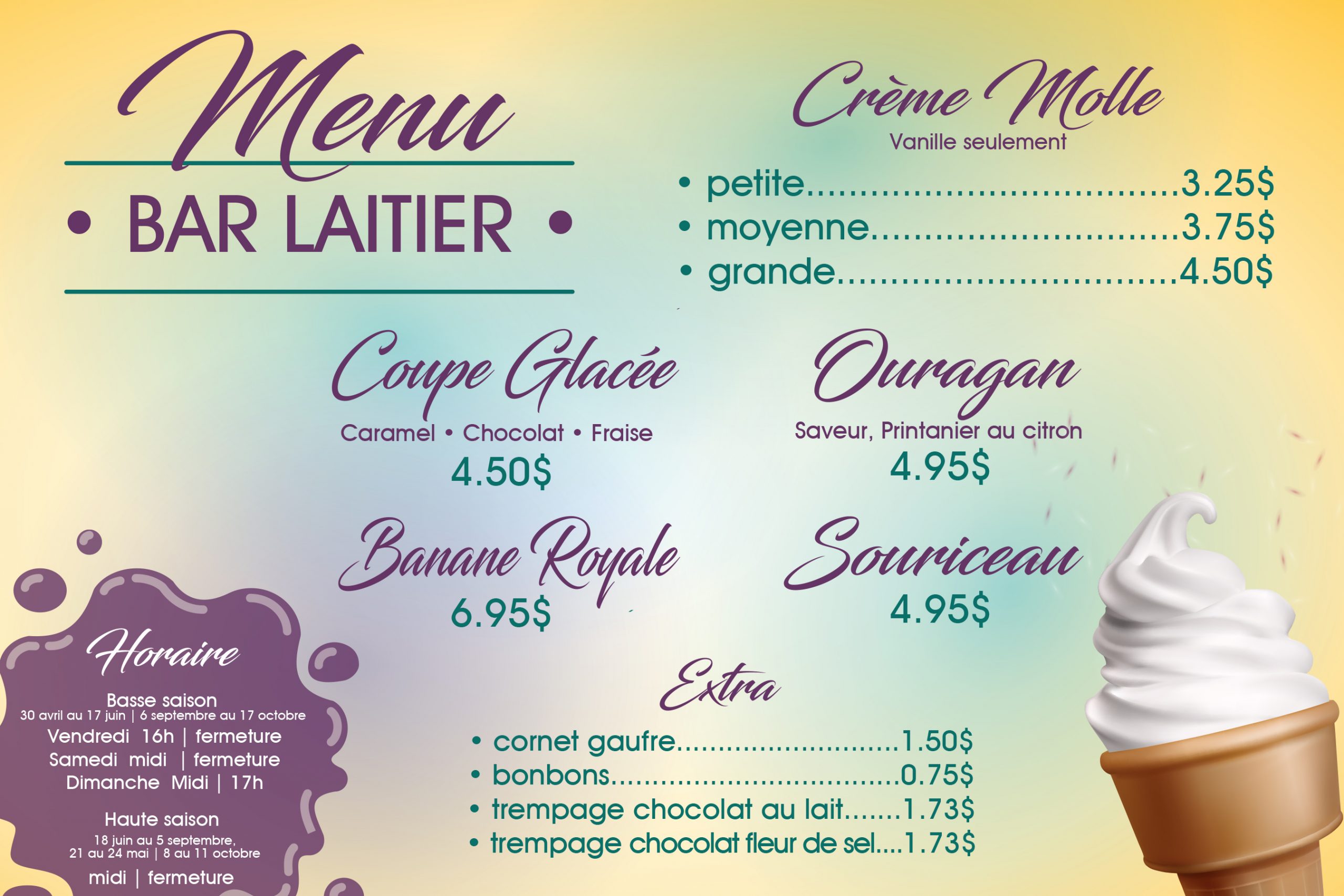 menu bar laitier